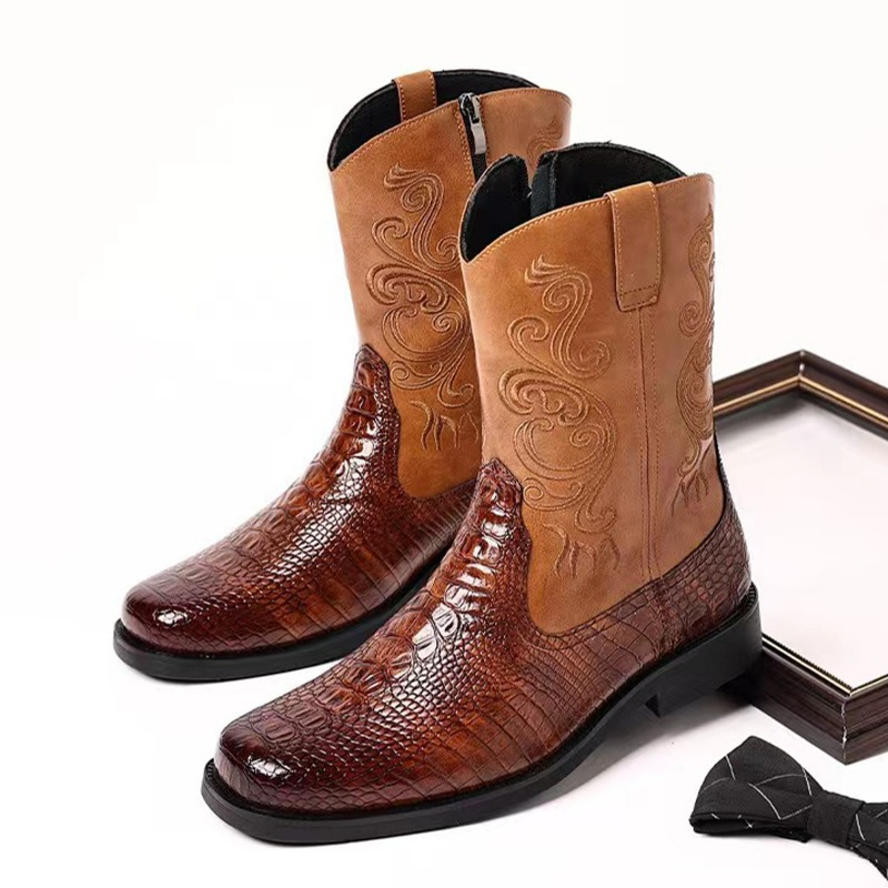 Ethnic Fashion In - Fashionable Embossed Casual Men's Western Cowboy