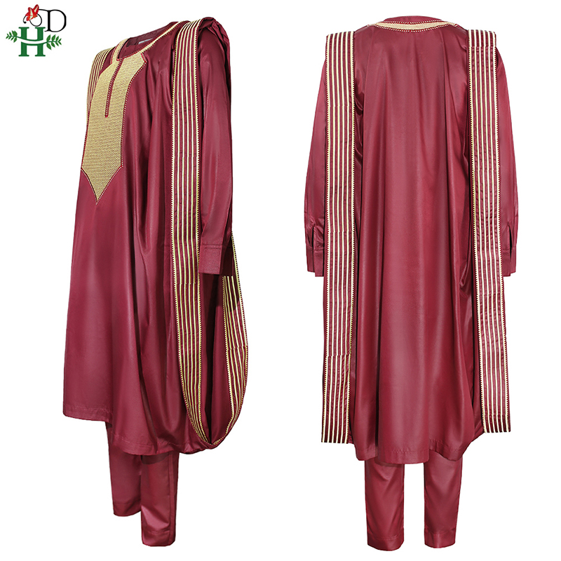 H&D African Agbada Suit For Me - Dashiki Shirt Men 评论和价格