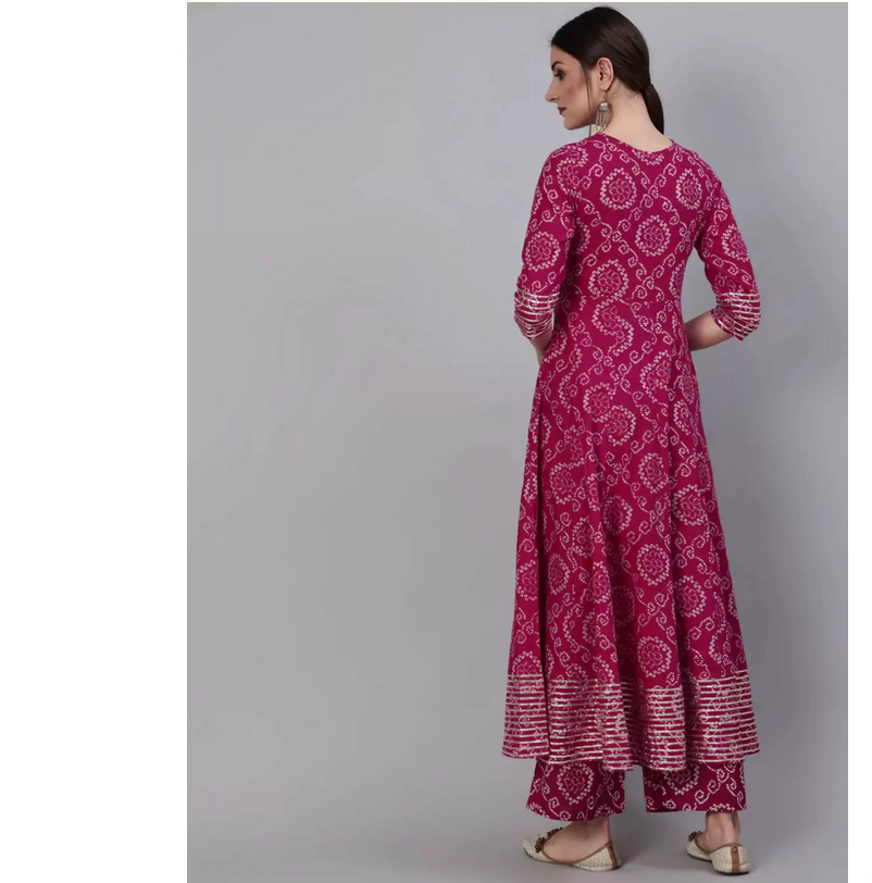 Indian Pure Cotton Rose Red Pr - Salwar Kameez Set 评论和价格