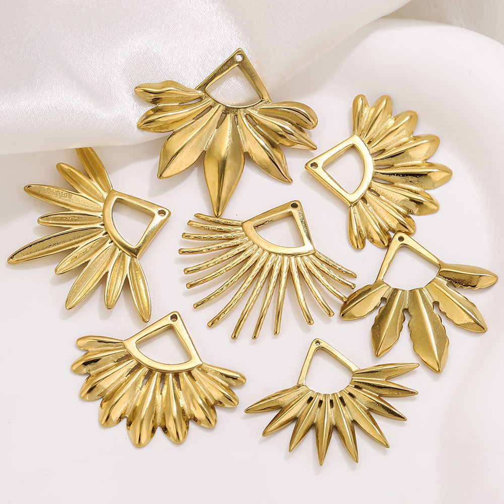 2pcs Stainless Steel Fan Shape - Ethnic Fashion Accessories 评论和价格