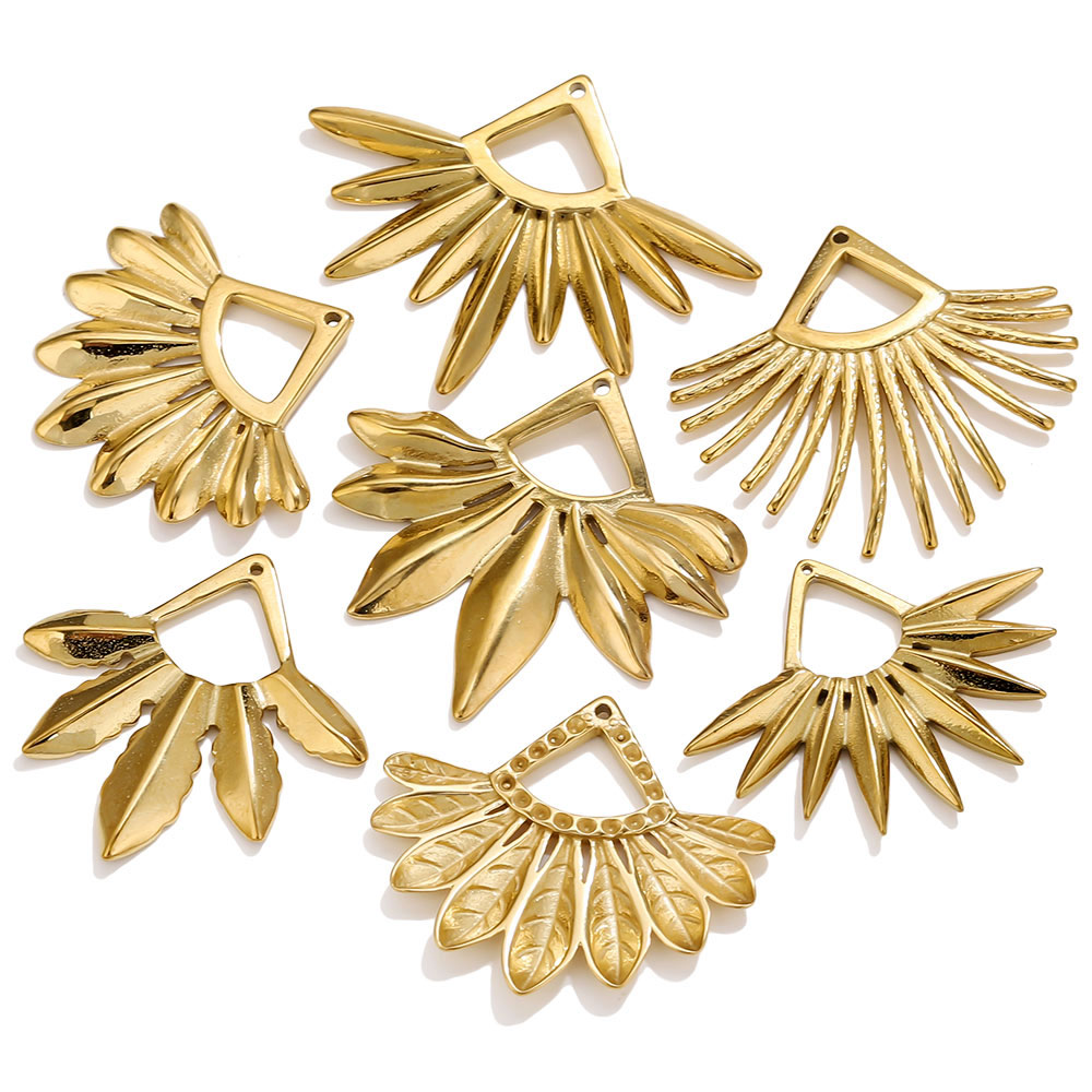 2pcs Stainless Steel Fan Shape - Ethnic Fashion Accessories 评论和价格