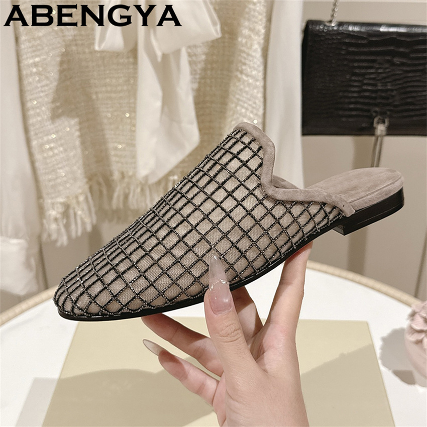 Shiny Lace Mesh Round Toe Flat - Ethnic Fashion In 评论和价格