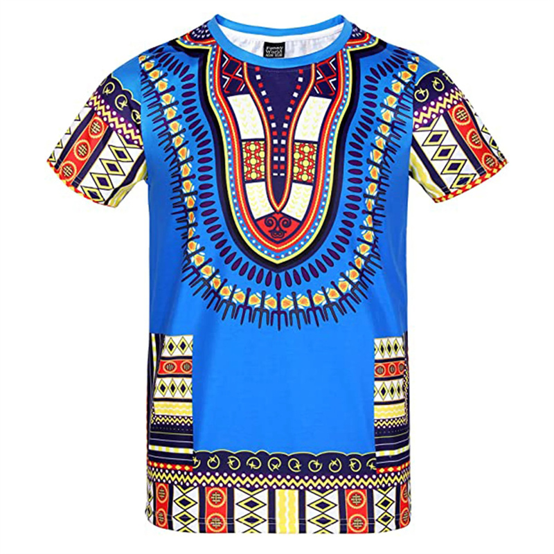 Summer Harajuku 3D Print Afric - Dashiki Shirt Men 评论和价格
