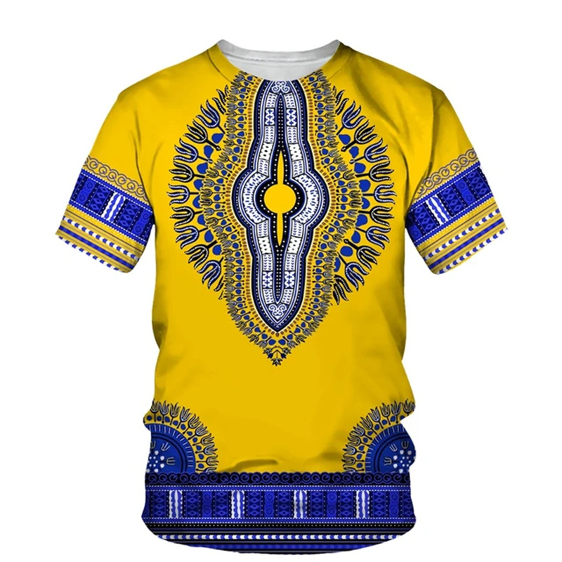 Summer Harajuku 3D Print Afric - Dashiki Shirt Men 评论和价格
