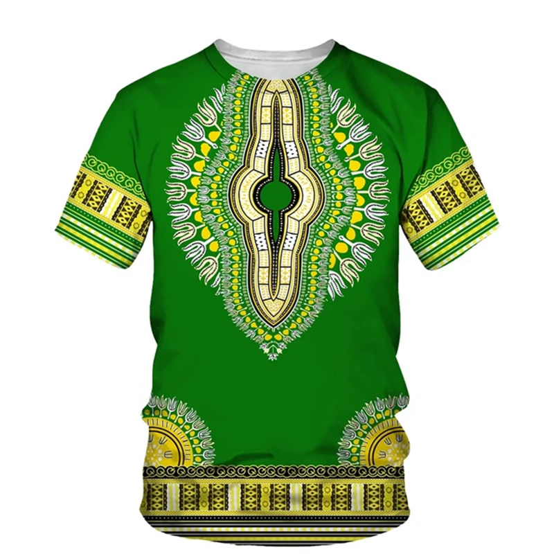 Summer Harajuku 3D Print Afric - Dashiki Shirt Men 评论和价格