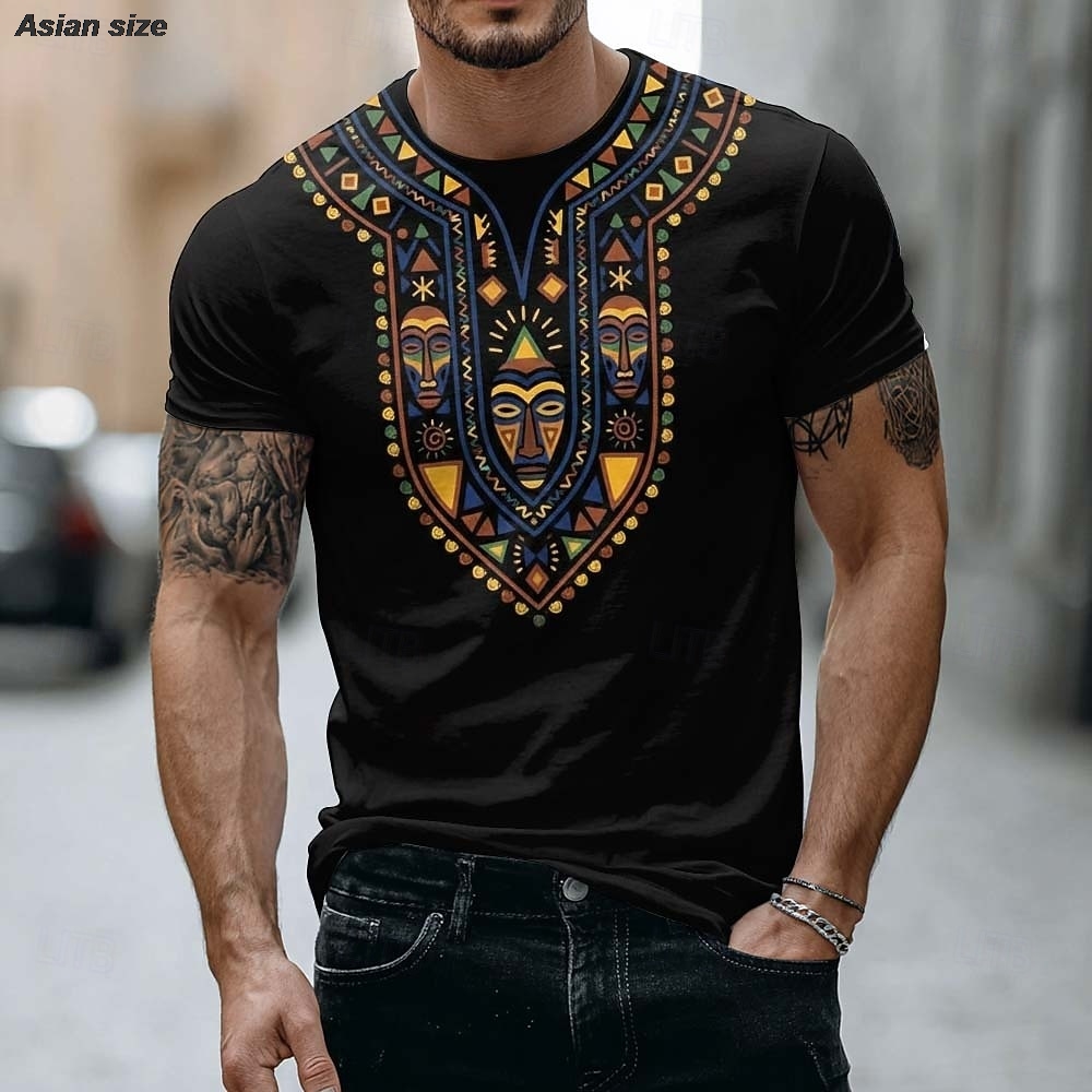 2026 Mens African Tribal Mask  - Dashiki Shirt Men 评论和价格