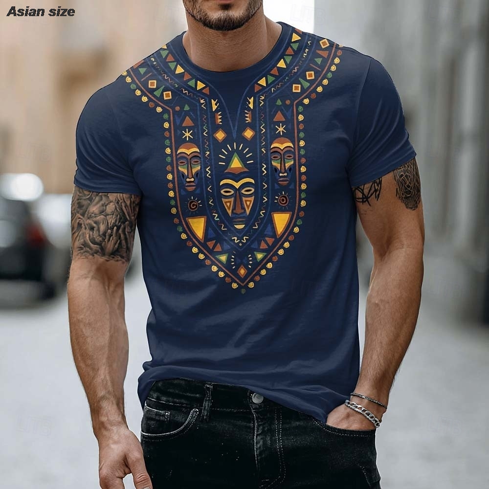 2026 Mens African Tribal Mask  - Dashiki Shirt Men 评论和价格