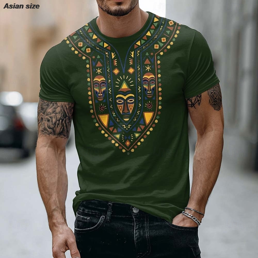 2026 Mens African Tribal Mask  - Dashiki Shirt Men 评论和价格