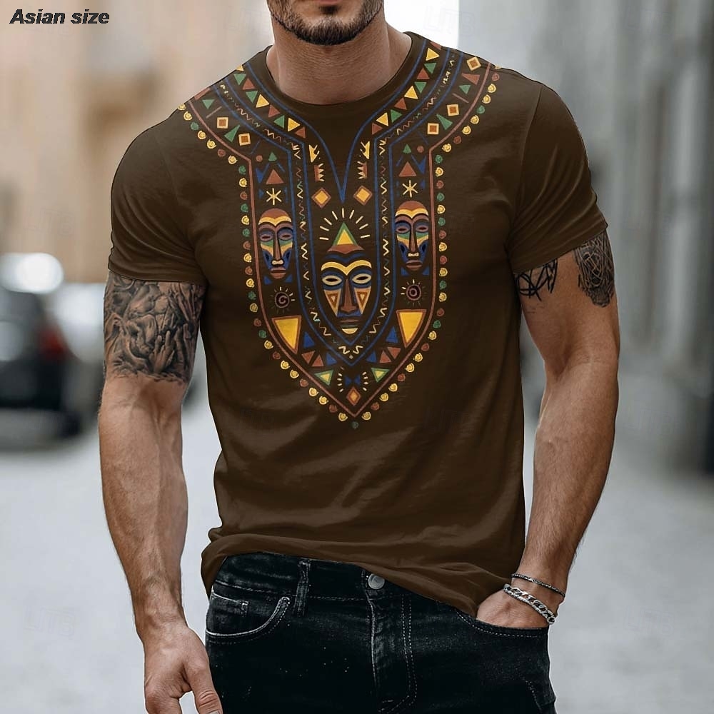 2026 Mens African Tribal Mask  - Dashiki Shirt Men 评论和价格