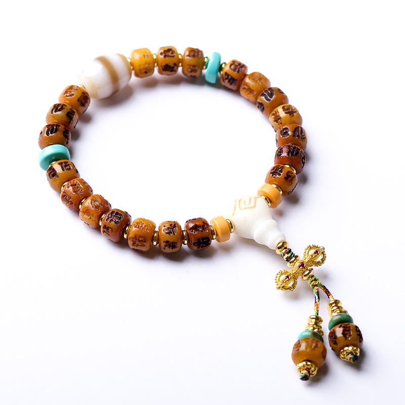 Bone Carved Six-Word Mantra Va - Ethnic Fashion Way 评论和价格