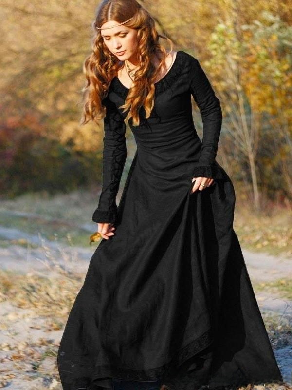 Retro Long Sleeve Women's Dres - Ethnic Dress Fashion Show 评论和价格