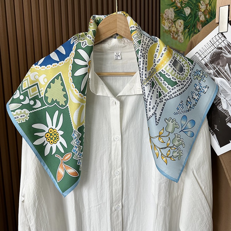 Green Boho Horse Square Scarf  - Ethnic Fashion Accessories 评论和价格