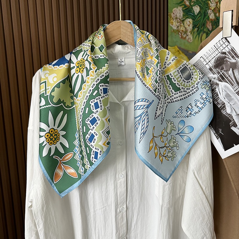 Green Boho Horse Square Scarf  - Ethnic Fashion Accessories 评论和价格
