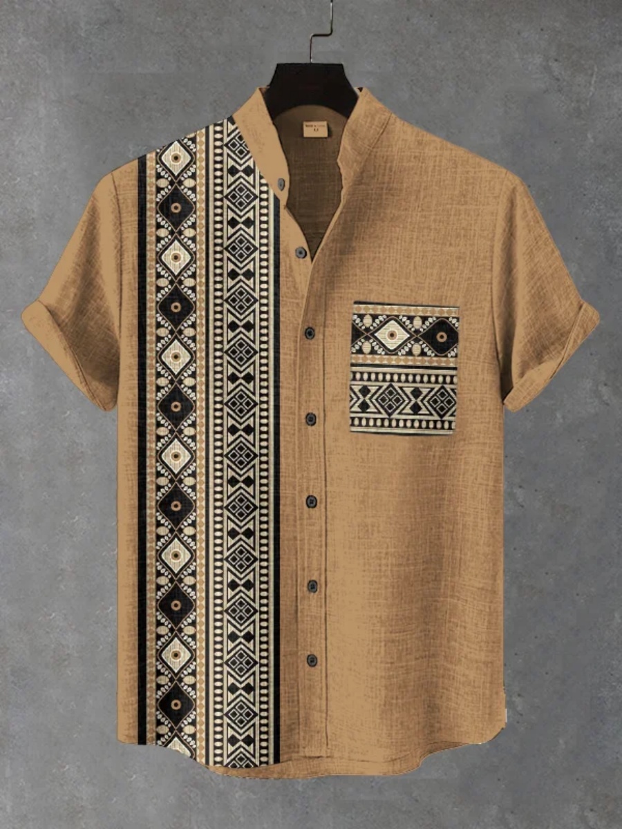 Men's Retro Ethnic Tribal Shor - Men'S Ethnic Fashion Trends 评论和价格