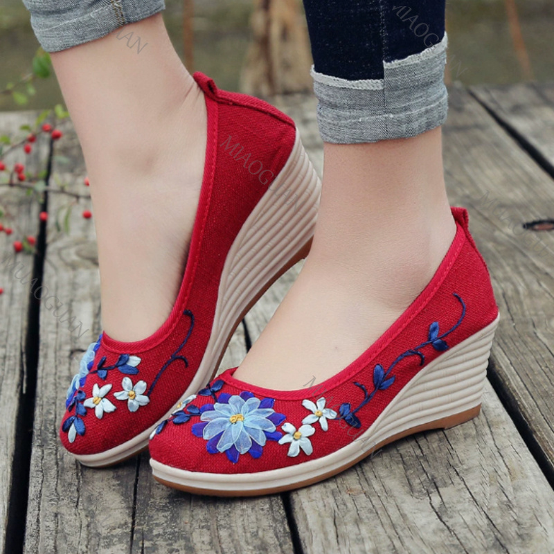 Embroidered Women Comfort Wedg - Ethnic Fashion In 评论和价格