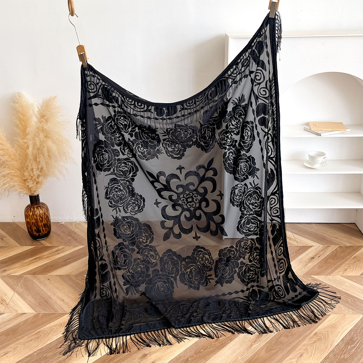 Retro Velvet Tassel Scarf Flor - Ethnic Fashion Accessories 评论和价格