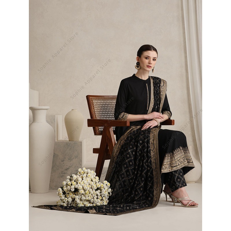 Elegant Black Indian Salwar Ka - Salwar Kameez Set 评论和价格