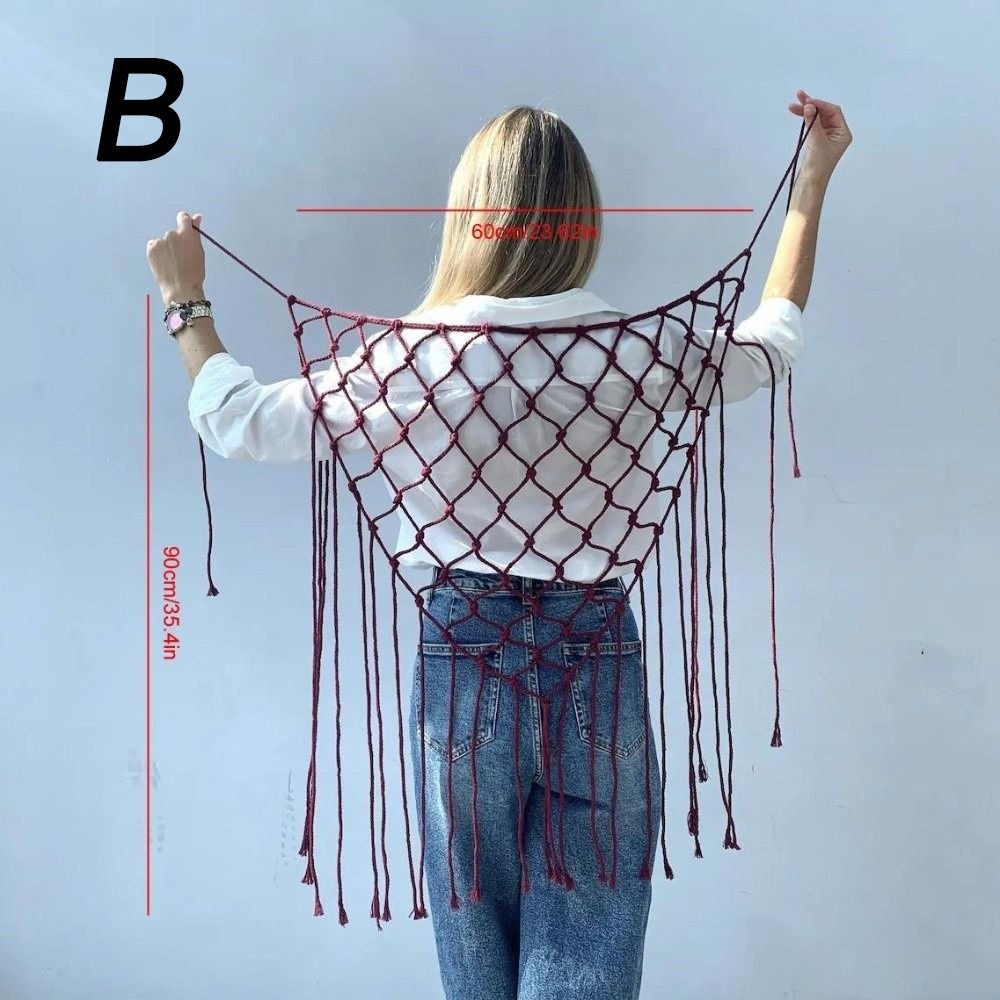 Bohemian Netted Fringe Scarf S - Ethnic Fashion Designers 评论和价格