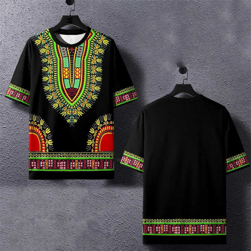 Summer Harajuku 3D Printed Eth - Dashiki Shirt Men 评论和价格
