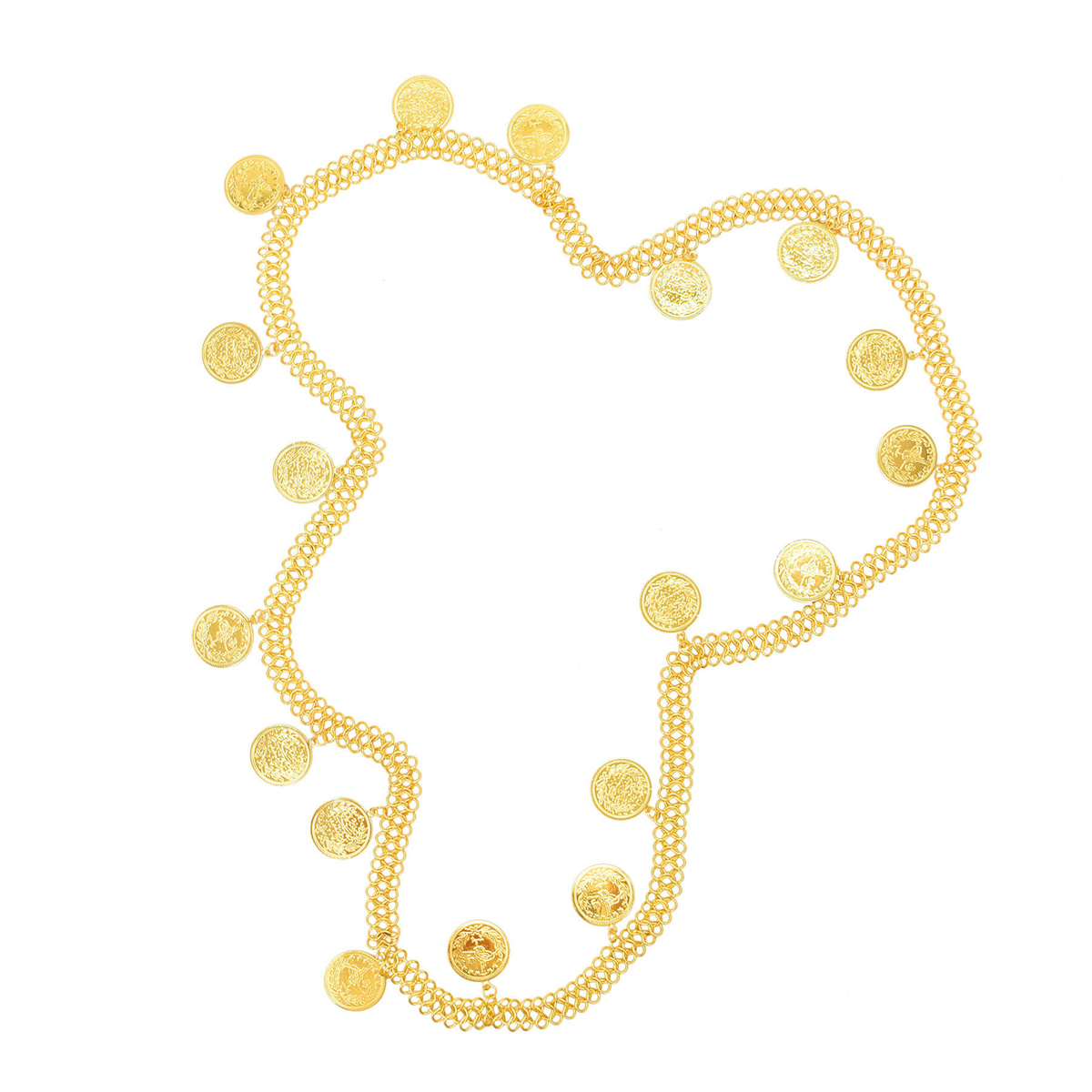 Gold Plated Simple Large Coins - Ethnic Fashion Accessories 评论和价格